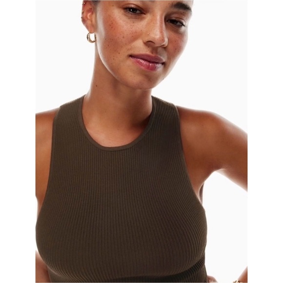 Babaton Tops - Babaton - Brown Sculpt Knit Racerback High-Neck Tank - XL